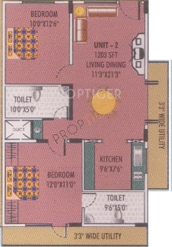 Nishitas Fortune Villa Floor Plan (2BHK+2T)