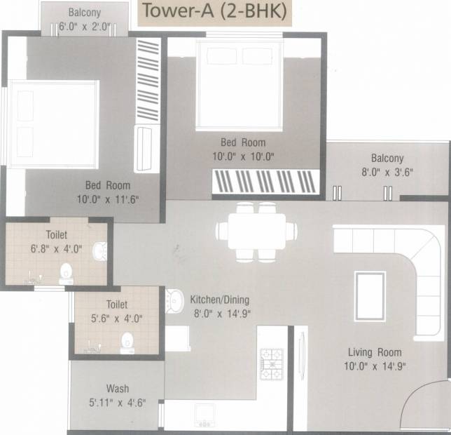 Motnath Aadhya Residency (2BHK+2T (1,015 sq ft) 1015 sq ft)