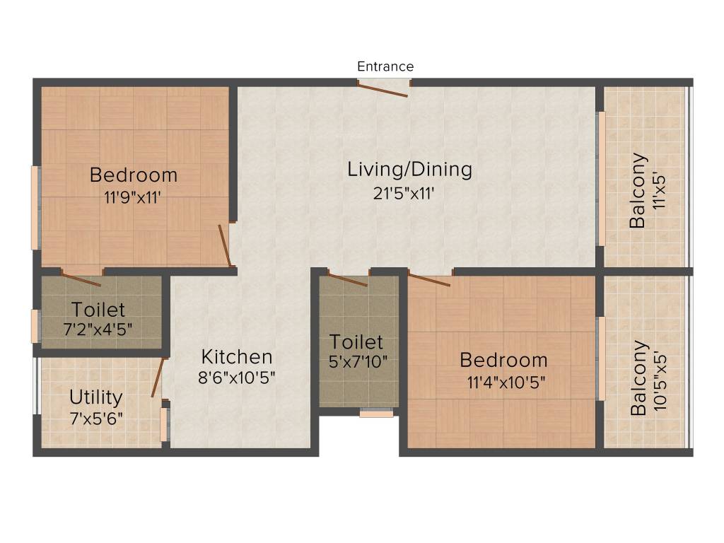Nirman I Woods (2BHK+2T (1,051 sq ft) 1051 sq ft)