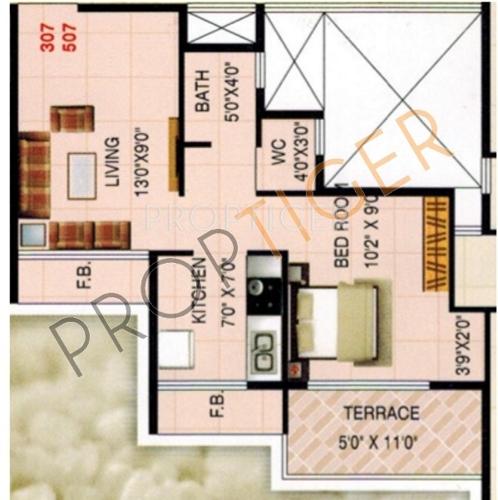 KK Solitaire (1BHK+1T (625 sq ft) 625 sq ft)