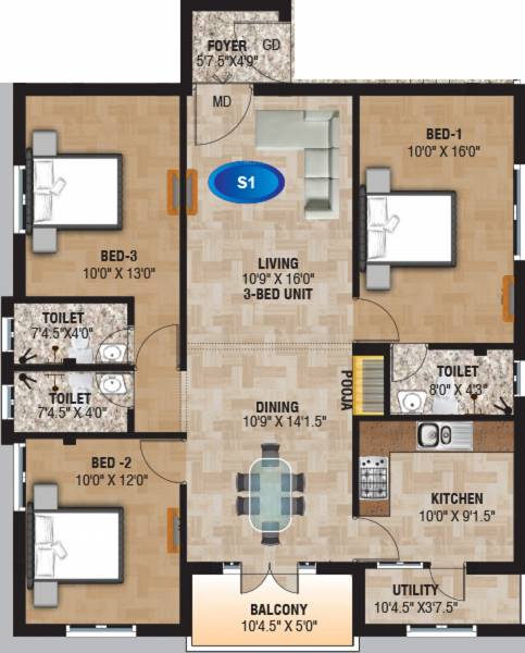 Ken Home Sai Krupa (3BHK+3T (1,500 sq ft) Pooja Room 1500 sq ft) Ken Home Sai Krupa (3BHK+3T (1,500 sq ft) Pooja Room 1500 sq ft)