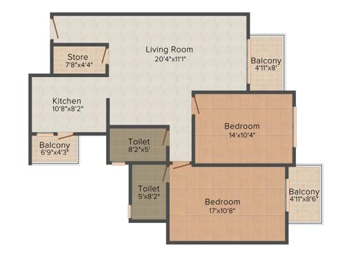 Urbana Jewels (2BHK+2T (1,486 sq ft) 1486 sq ft) Urbana Jewels (2BHK+2T (1,486 sq ft) 1486 sq ft)