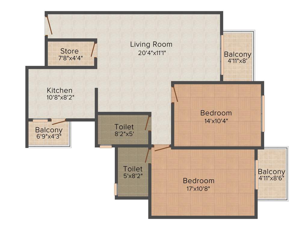 Urbana Jewels (2BHK+2T (1,486 sq ft) 1486 sq ft)