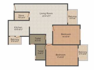 Urbana Jewels (2BHK+2T (1,486 sq ft) 1486 sq ft) Urbana Jewels (2BHK+2T (1,486 sq ft) 1486 sq ft)