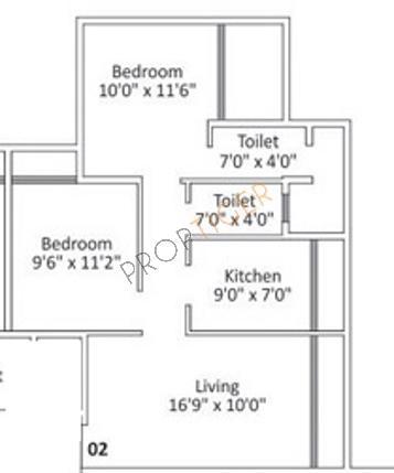 Progressive Viva (2BHK+2T (1,050 sq ft) 1050 sq ft)