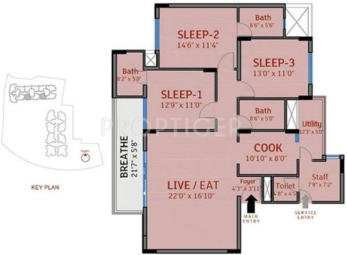 DivyaSree 77 Place (3BHK+4T (1,909 sq ft)   Servant Room 1909 sq ft)