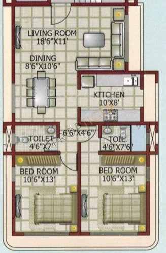 Ratnachintamani The Nest (2BHK+2T (1,200 sq ft) 1200 sq ft)
