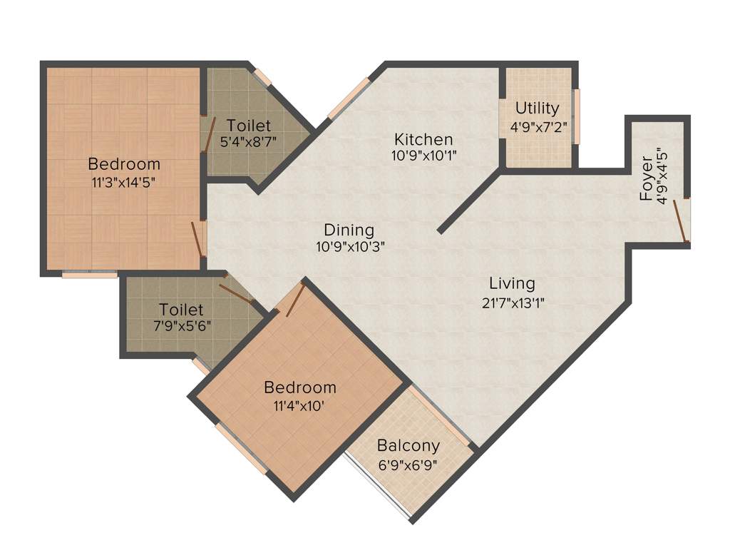 Aratt Vivera (2BHK+2T (1,241 sq ft) 1241 sq ft)