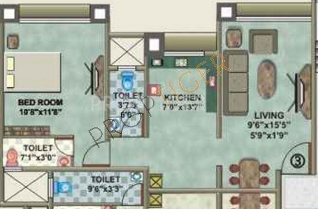 Gemstar Construction Ashish Villa Floor Plan (1BHK+1T)