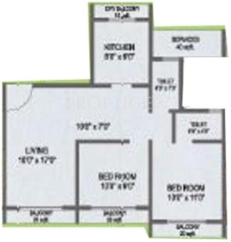 Bhagwati Green Palms (2BHK+2T (1,140 sq ft) 1140 sq ft)