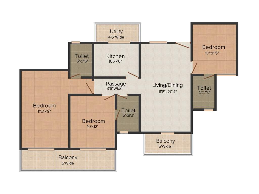 Piedmont Taksila Heights (3BHK+3T (1,536 sq ft) 1536 sq ft)