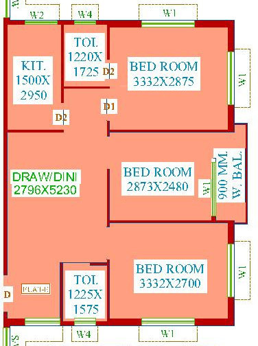 Dharitri Royal Enclave Apartment (3BHK+3T (900 sq ft) 900 sq ft)