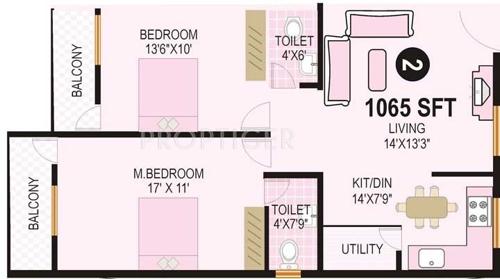 Vaastu The Wood Rose (2BHK+2T (1,065 sq ft) 1065 sq ft)
