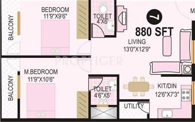 Vaastu The Wood Rose (2BHK+2T (880 sq ft) 880 sq ft)