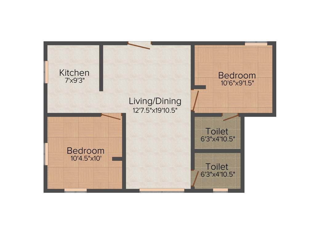 JVC Shakthys Elim (2BHK+2T (727 sq ft) 727 sq ft)