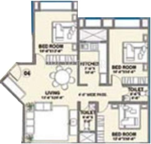 Floor Plan (3BHK+3T) GHP Excel Tower Floor Plan (3BHK+3T)