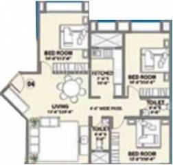 Floor Plan (3BHK+3T) GHP Excel Tower Floor Plan (3BHK+3T)