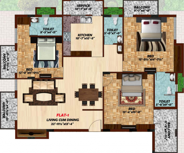 Ananyakrishnaa Glow (3BHK+3T (1,850 sq ft) 1850 sq ft)