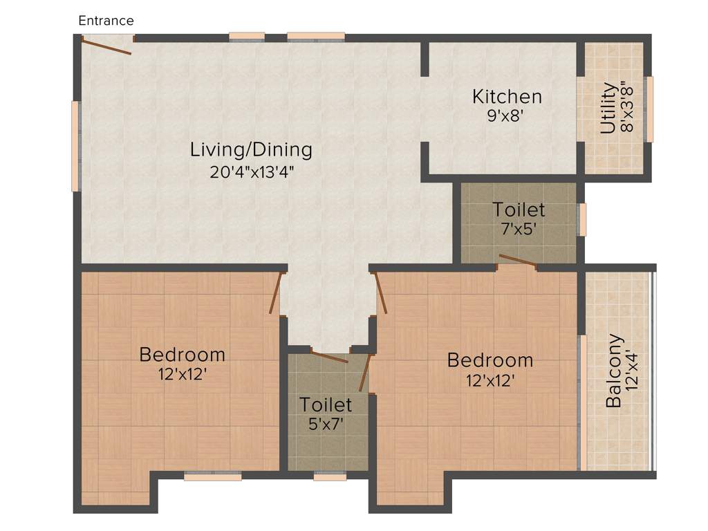 Sannidhi Whitestone Landmark (2BHK+2T (1,140 sq ft) 1140 sq ft)
