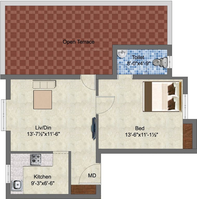 S Promoters Srivari (1BHK+1T (640 sq ft) 640 sq ft)