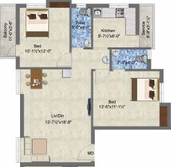 S Promoters Srivari (2BHK+2T (1,070 sq ft) 1070 sq ft)