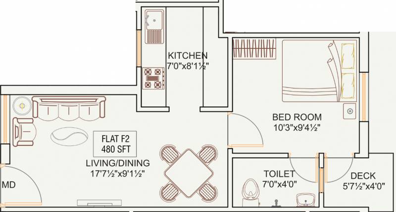 Oyester Brindavanam (1BHK+1T (480 sq ft) 480 sq ft)