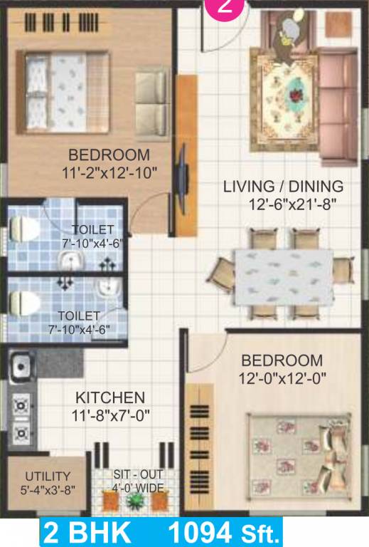 Garuda Star Field (2BHK+2T (1,094 sq ft) 1094 sq ft) Garuda Star Field (2BHK+2T (1,094 sq ft) 1094 sq ft)