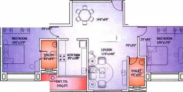 Benchmark Silver Leaf CHS (2BHK+2T (1,250 sq ft) 1250 sq ft)