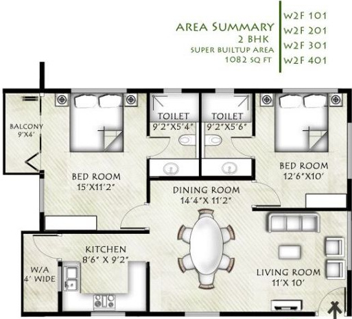 Infrany Petals (2BHK+2T (1,082 sq ft) 1082 sq ft)