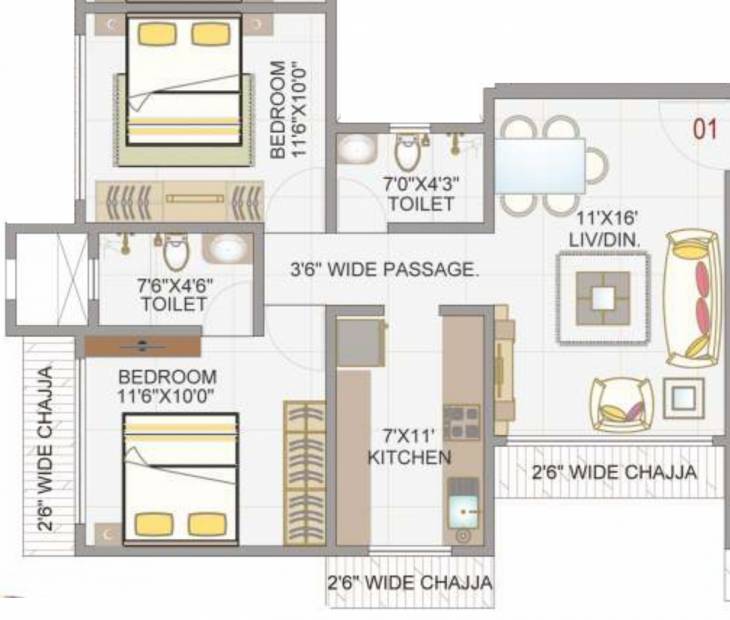 Sidhivinayak Hill Ridge (2BHK+2T (604 sq ft) 604 sq ft)