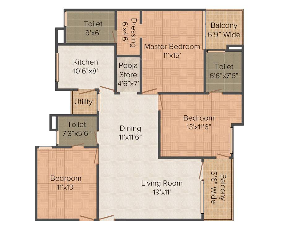 Eldeco Mystic Greens (3BHK+3T (1,729 sq ft) + Pooja Room 1729 sq ft)