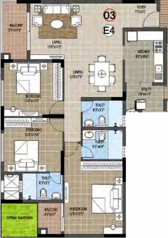 Purva Palm Beach (3BHK+3T (1,804 sq ft) 1804 sq ft)
