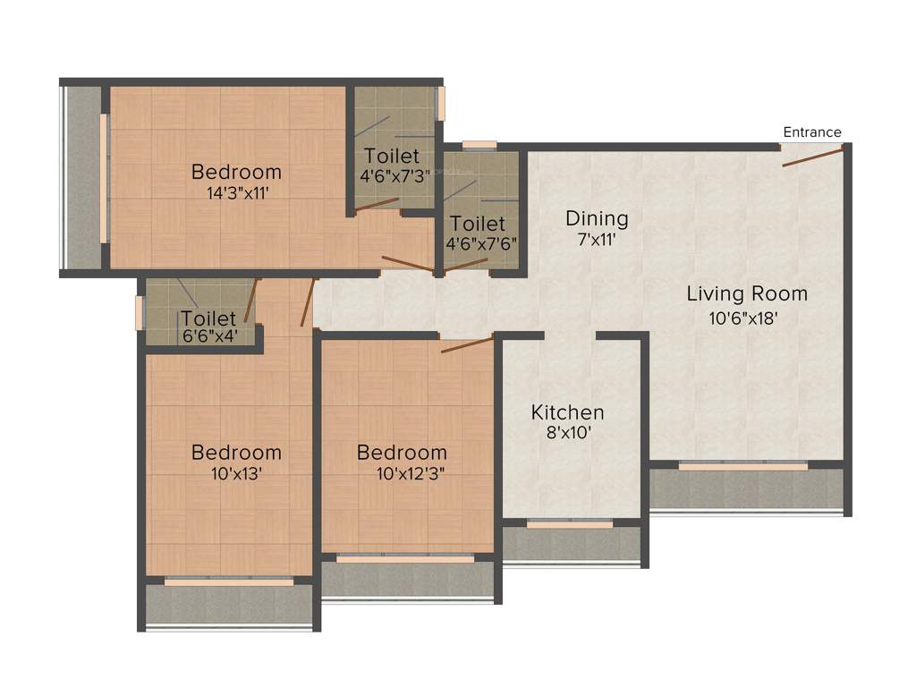 Milan Jal Usha (3BHK+3T (919 sq ft) 919 sq ft)