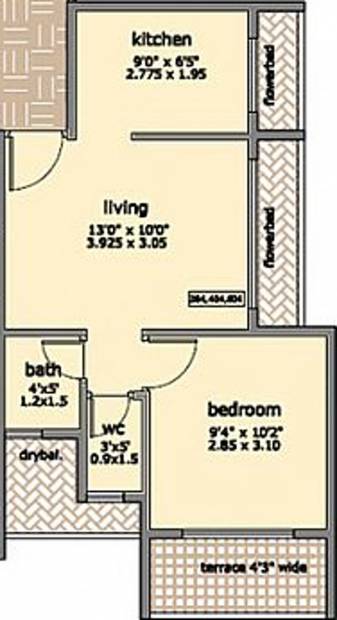 Skyline Builders Heritage Floor Plan (1BHK+1T (708 sq ft) 708 sq ft)