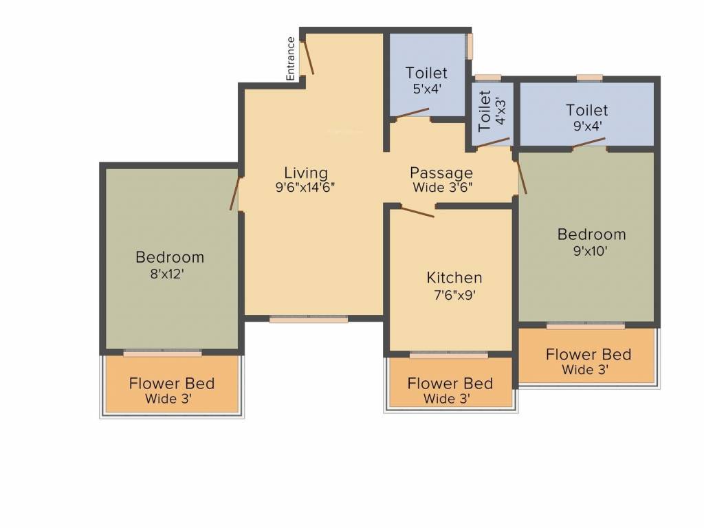 MK Gauri Estate (2BHK+2T (890 sq ft) 890 sq ft)