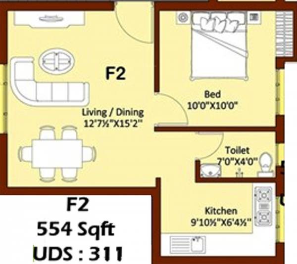 Vigneshwara Kasthuris Splendour (1BHK+1T (554 sq ft) 554 sq ft)