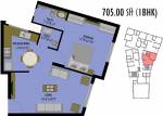 Land Insignia (1BHK+2T (705 sq ft) 705 sq ft)