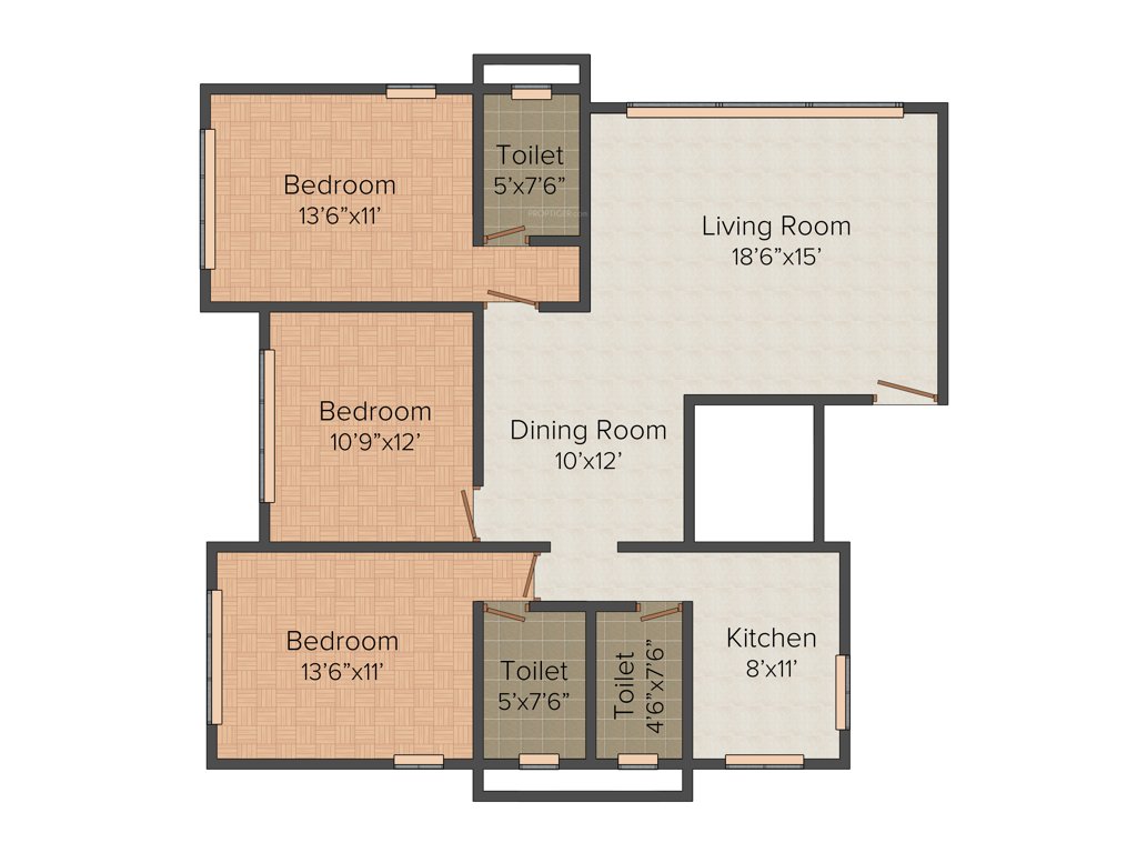 Regent Aangan (3BHK+3T (1,050 sq ft) 1050 sq ft)