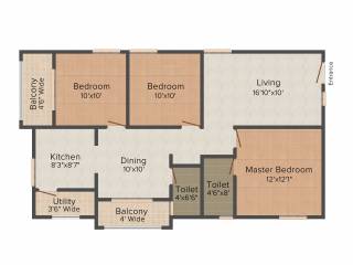 Jain Srikar Auroville 3BHK+2T (1,295 sq ft) Jain Srikar Auroville 3BHK+2T (1,295 sq ft)