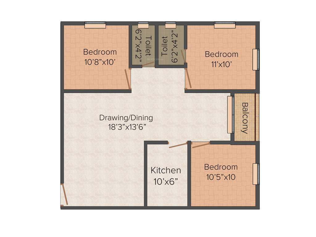 Unique Woods (3BHK+2T (1,200 sq ft) 1200 sq ft)