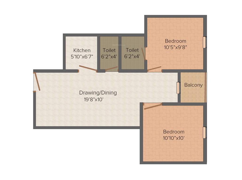 Unique Woods (2BHK+2T (850 sq ft) 850 sq ft)