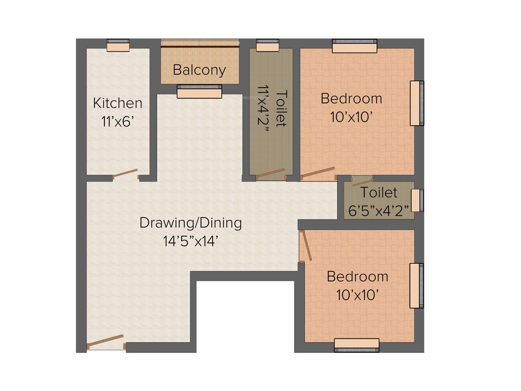 Unique Woods (2BHK+2T (930 sq ft) 930 sq ft)