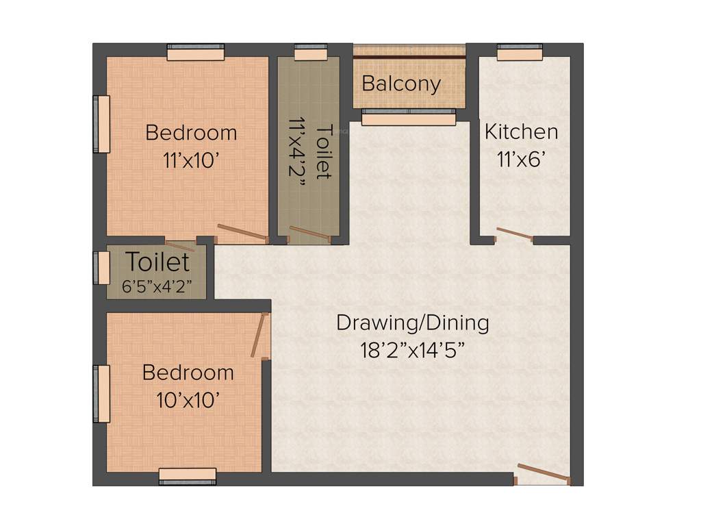 Unique Woods (2BHK+2T (1,050 sq ft) 1050 sq ft)