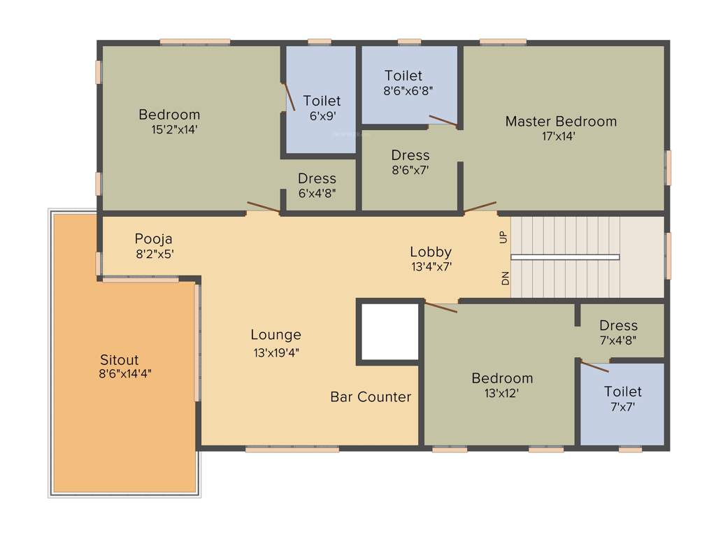 Aparna Constructions HillPark Gardenia 4BHK+5T (5,405 sq ft) + Servant Room