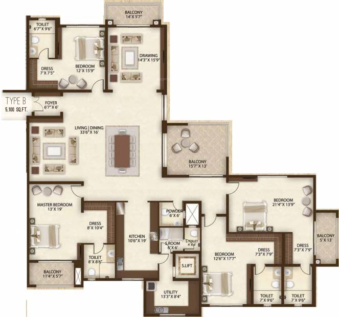 Legacy Cataleya (4BHK+5T (5,100 sq ft) + Servant Room 5100 sq ft)