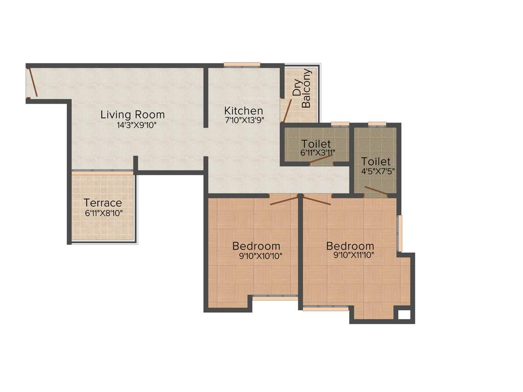 Dreams Wisteria (2BHK+2T (926 sq ft) 926 sq ft)