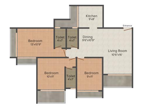 Progressive Meera Aagan (3BHK+3T (1,700 sq ft) 1700 sq ft)