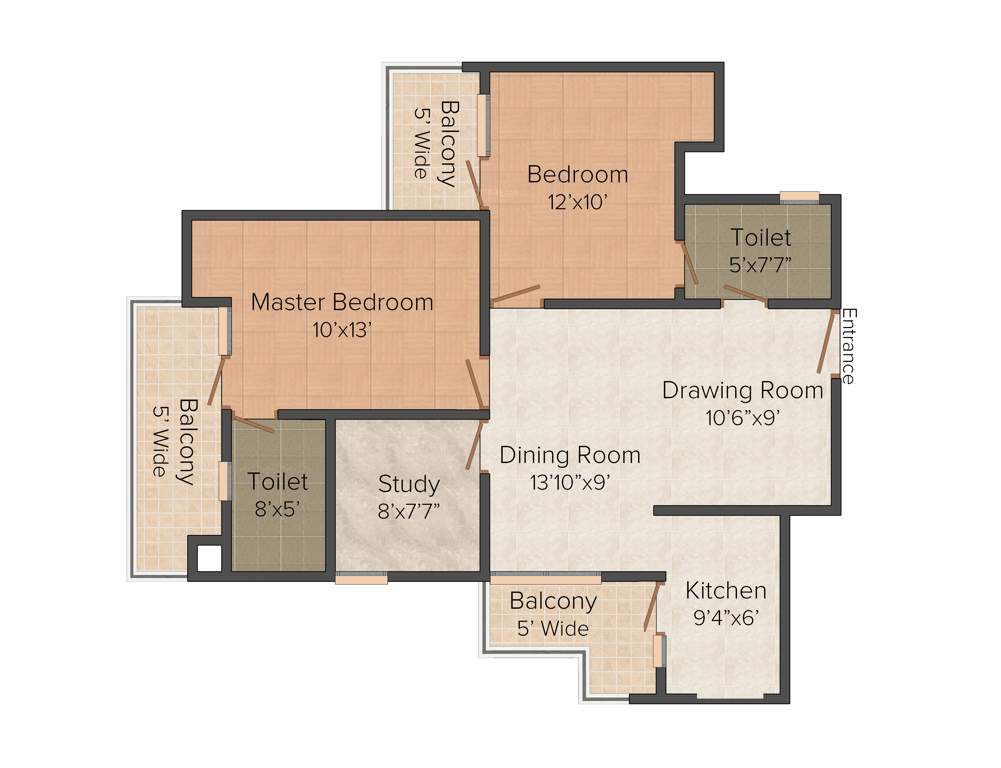 Galaxy North Avenue 1 (2BHK+2T (1,175 sq ft) + Study Room 1175 sq ft)