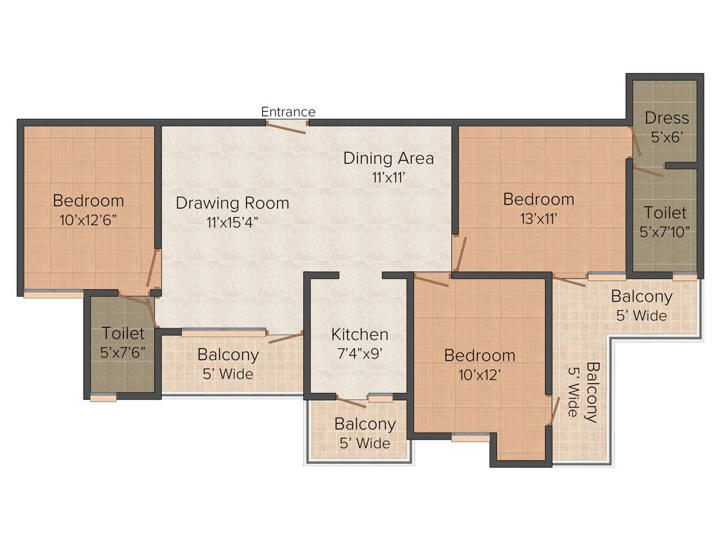 Galaxy North Avenue 1 (3BHK+2T (1,500 sq ft) 1500 sq ft)
