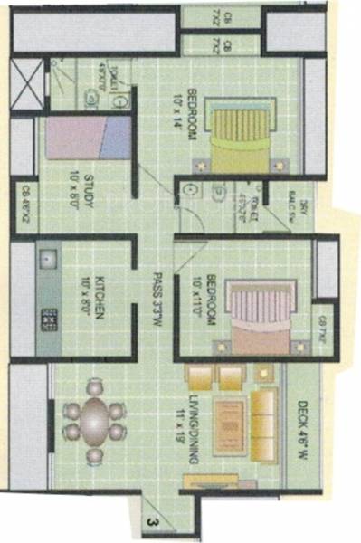 Uma Sparta (2BHK+2T (1,220 sq ft)   Study Room 1220 sq ft)